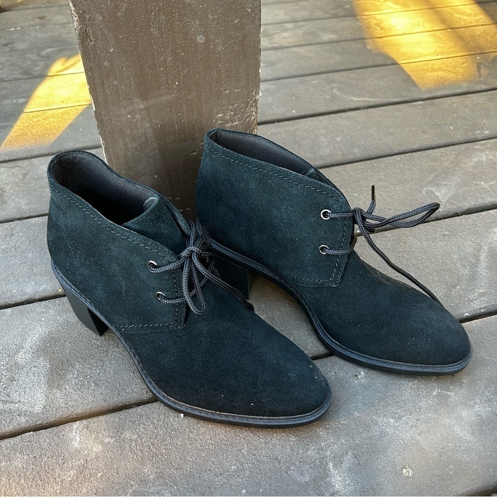 Women Clarks black suede Scene Lace Boot
